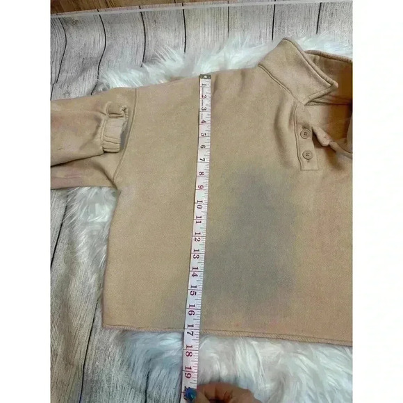 Aerie Cropped Henley Polo Sweatshirt Beige Peach Size XS - Picture 11 of 11